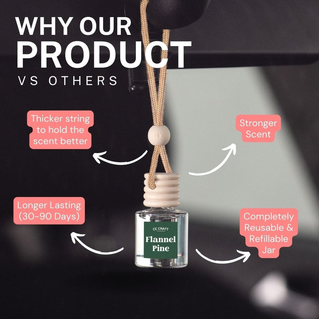 Flannel Pine Scented Hanging Refillable Car Freshener Diffuser