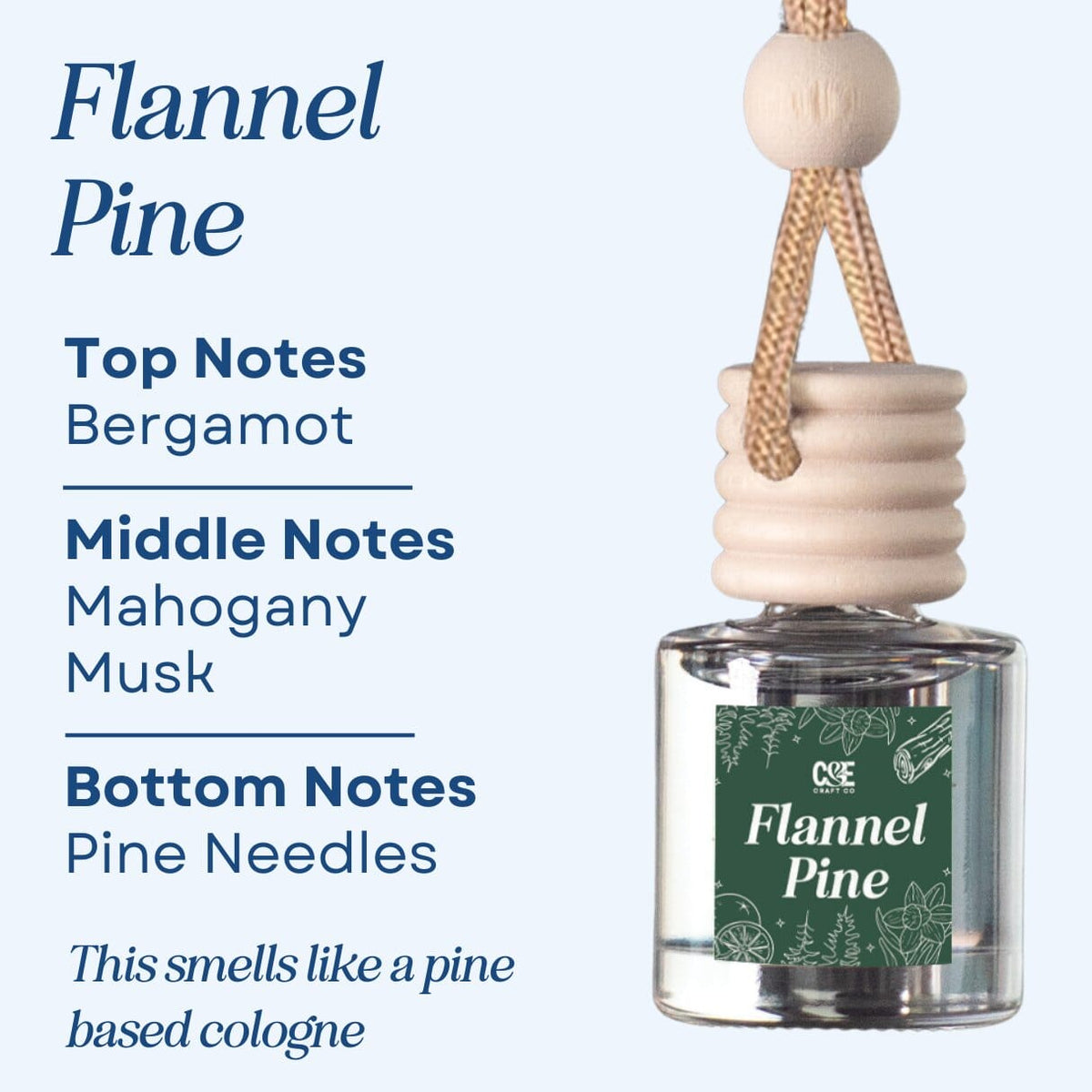 Flannel Pine Scented Hanging Refillable Car Freshener Diffuser
