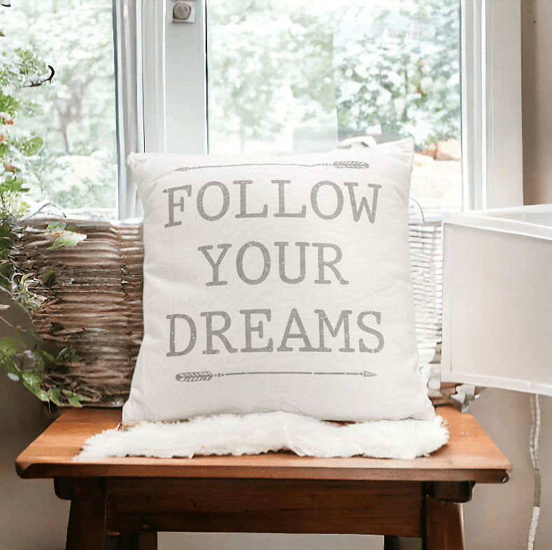 16" Square "Follow Your Dreams" Canvas Decorative Throw Pillow
