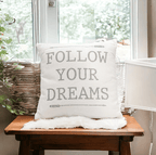 16" Square "Follow Your Dreams" Canvas Decorative Throw Pillow