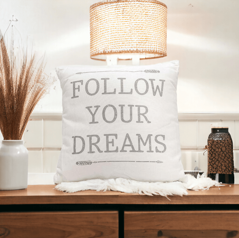 16" Square "Follow Your Dreams" Canvas Decorative Throw Pillow