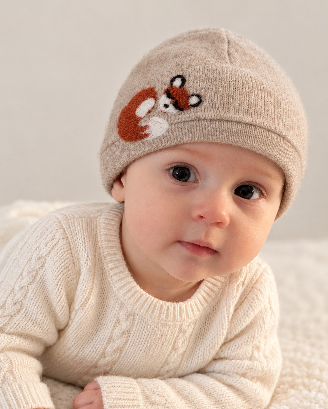 Sleeping Fox Cashmere Hat - Baby — Select Your Color