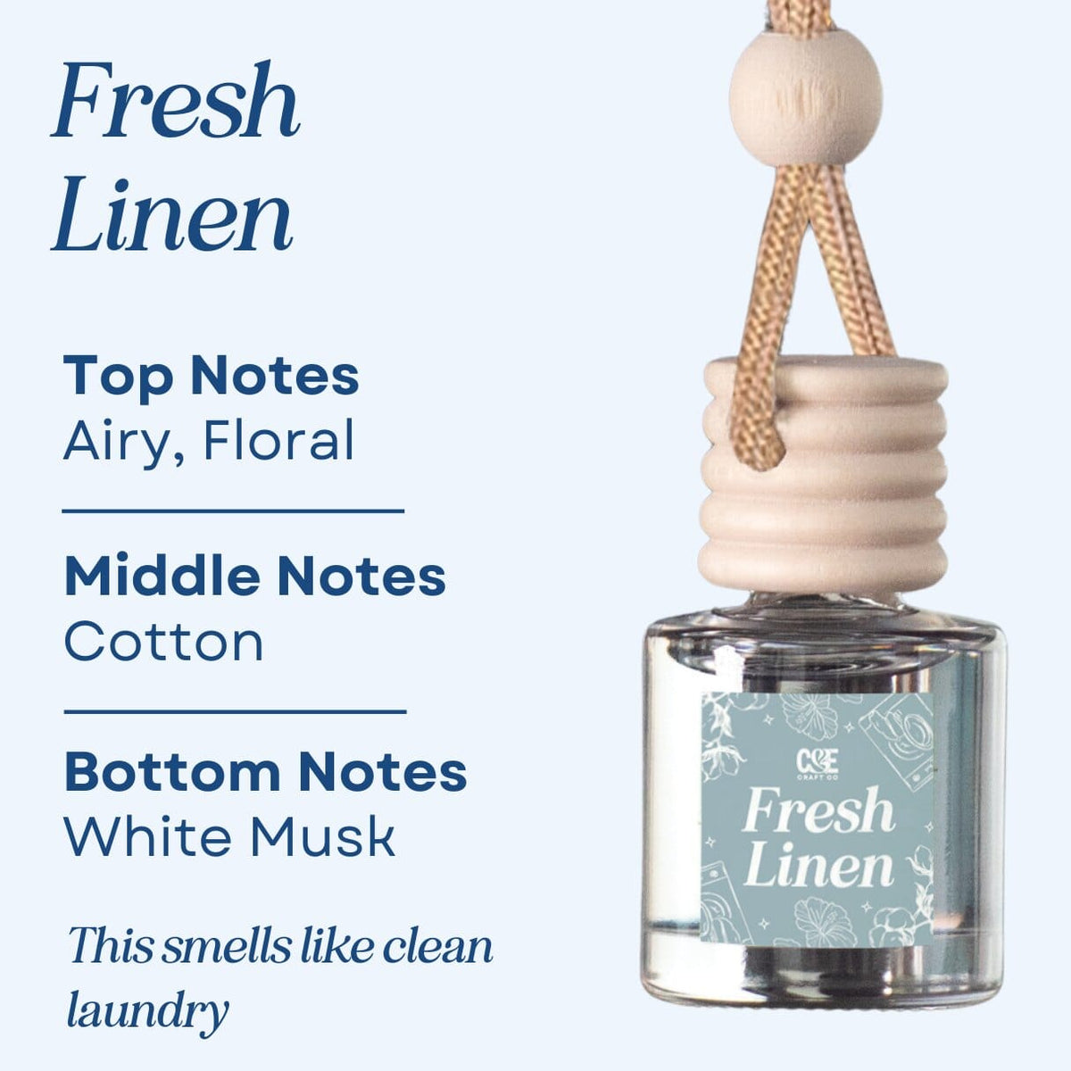 Fresh Linen Scented Hanging Refillable Car Freshener Diffuser