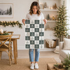 Hand-Drawn Christmas Tree Block Pattern Kitchen Towel