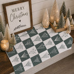 Hand-Drawn Christmas Tree Block Pattern Kitchen Towel