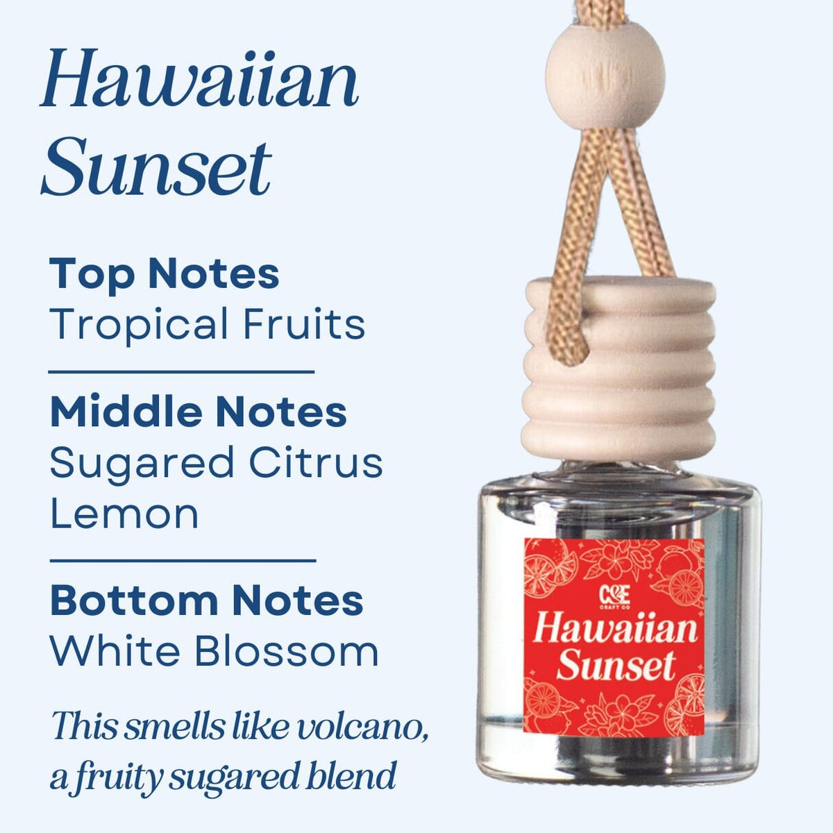 Hawaiian Sunset Scented Hanging Refillable Car Freshener Diffuser