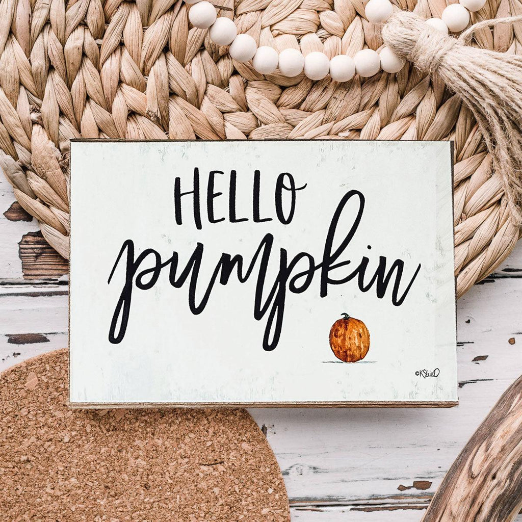 Handmade Wooden "Hello Pumpkin" Block Sign