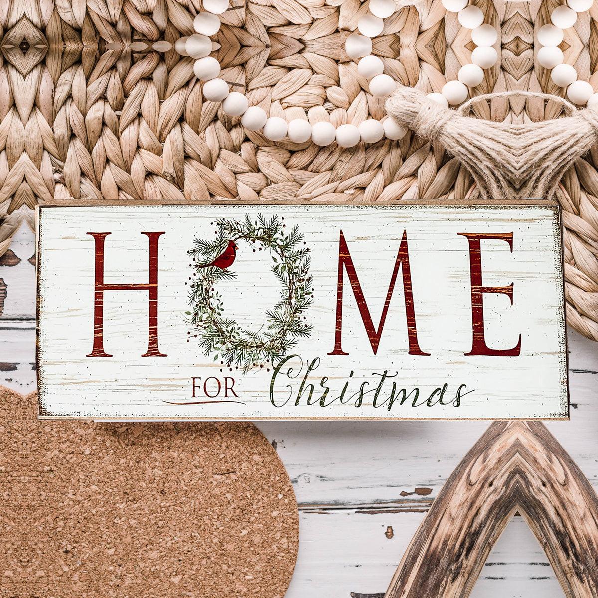 Handmade Wooden "Home for Christmas" Sign