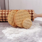 Handmade Wooden Embossed Courtly Check Rolling Pin — Select Your Style & Size