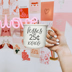 "Kisses 25 Cents XOXO" Campfire Style Ceramic Mug