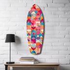 Pink Geometric Circles Surfboard Glass Wall Art