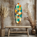 Geometric Diamond Surfboard Glass Wall Art
