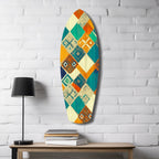 Geometric Diamond Surfboard Glass Wall Art