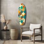 Geometric Diamond Surfboard Glass Wall Art