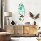 Surfboard Shaped Baby Turtles Glass Wall Art