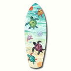 Surfboard Shaped Baby Turtles Glass Wall Art
