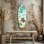 Surfboard Shaped Baby Turtles Glass Wall Art