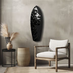 Black Splash Profile Surfboard Glass Wall Art
