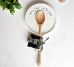 Cursive "Life is Short...Lick the Spoon" Spoon Rest & Wooden Spoon — Select Your Color & Spoon
