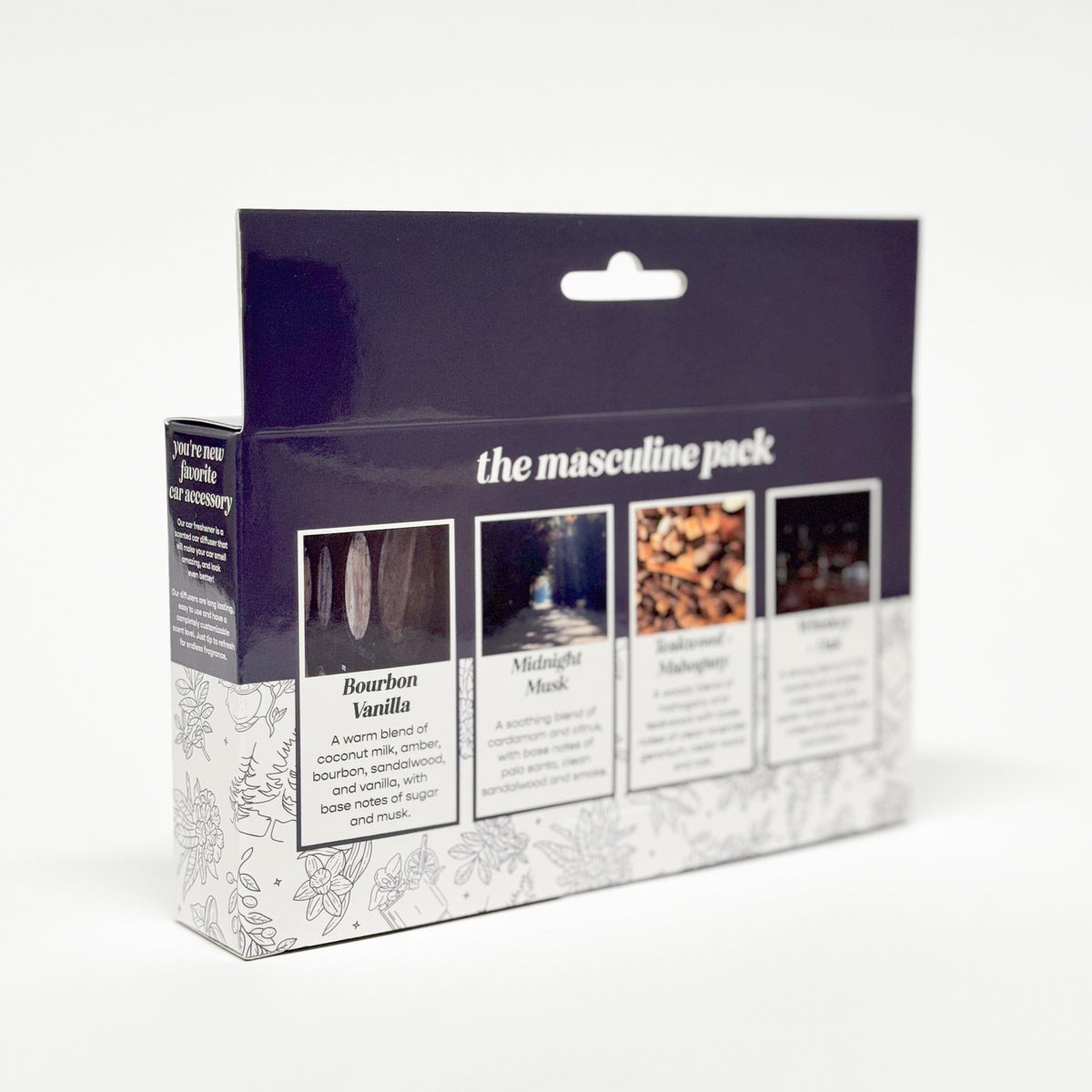 Masculine 4 Pack Scented Hanging Refillable Car Freshener Diffusers Bundle