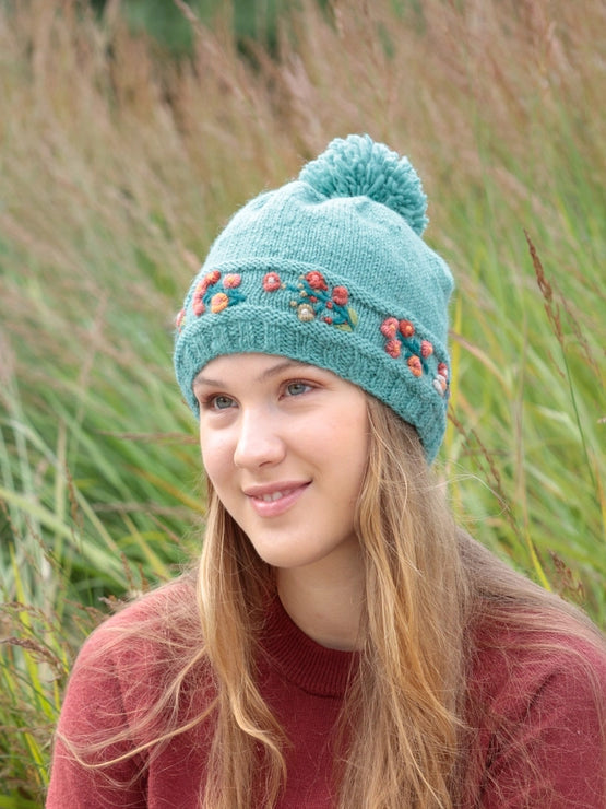 Mathilde Wool Knit Embroidered Hat — Select Your Color