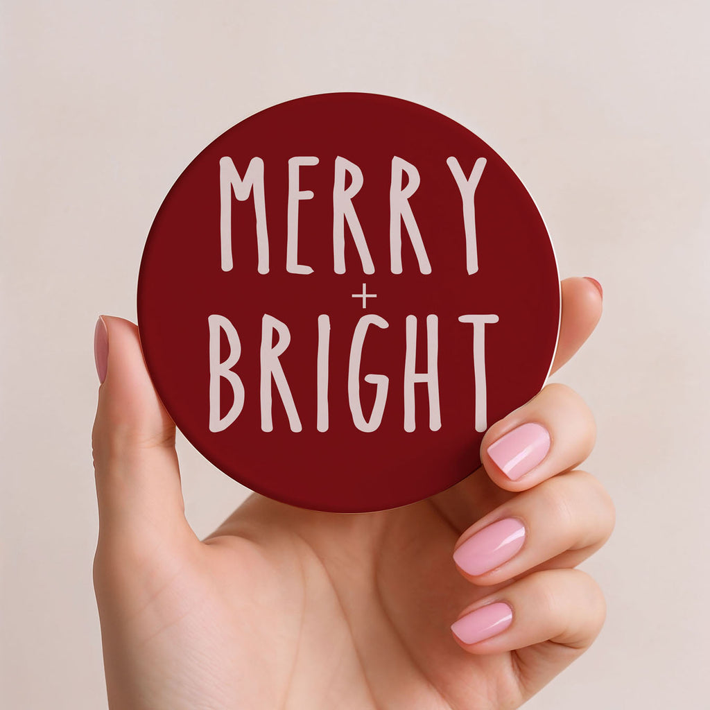 Minimalist Christmas Premium Ceramic Coasters with Cork Back — Select Your Pack & Color