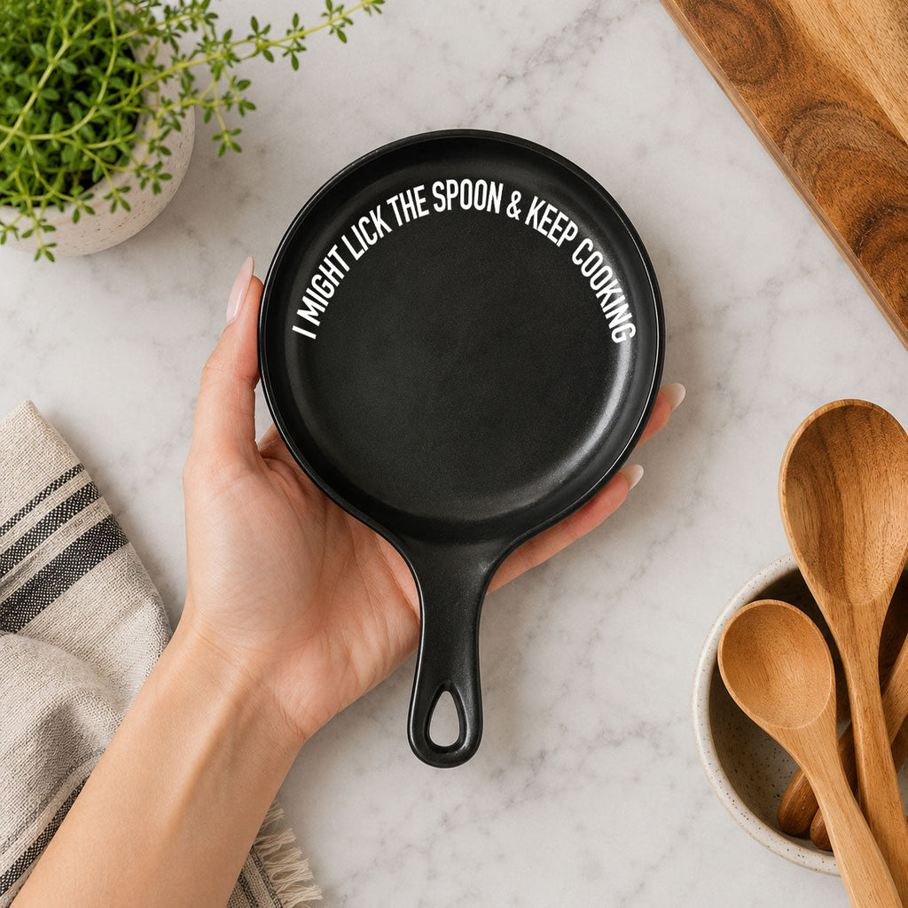 " I Might Lick the Spoon & Keep Cooking" Spoon Rest & Wooden Spoon — Select Your Color & Spoon