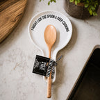" I Might Lick the Spoon & Keep Cooking" Spoon Rest & Wooden Spoon — Select Your Color & Spoon