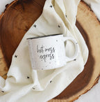 Limited Edition "Hot Mess Express" Black Rim Campfire Style Mug
