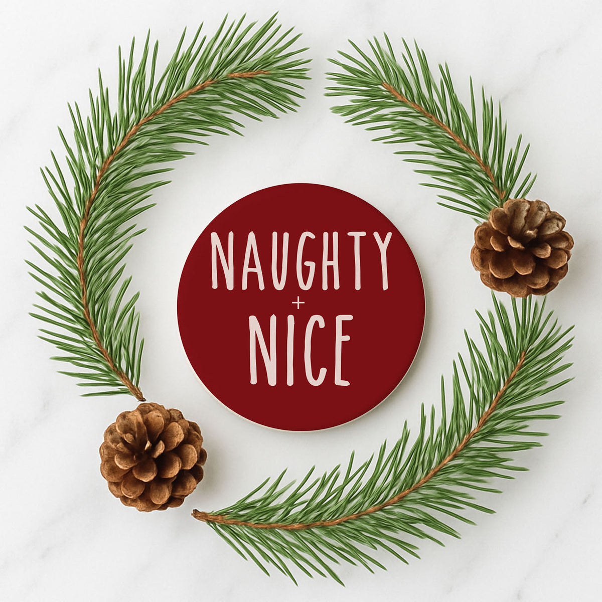 Minimalist Christmas Premium Ceramic Coasters with Cork Back — Select Your Pack & Color