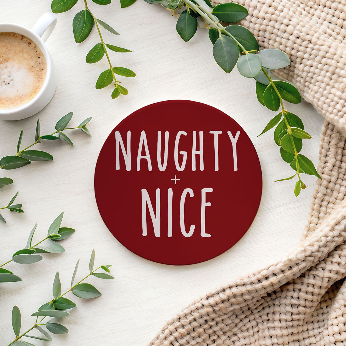 Minimalist Christmas Premium Ceramic Coasters with Cork Back — Select Your Pack & Color