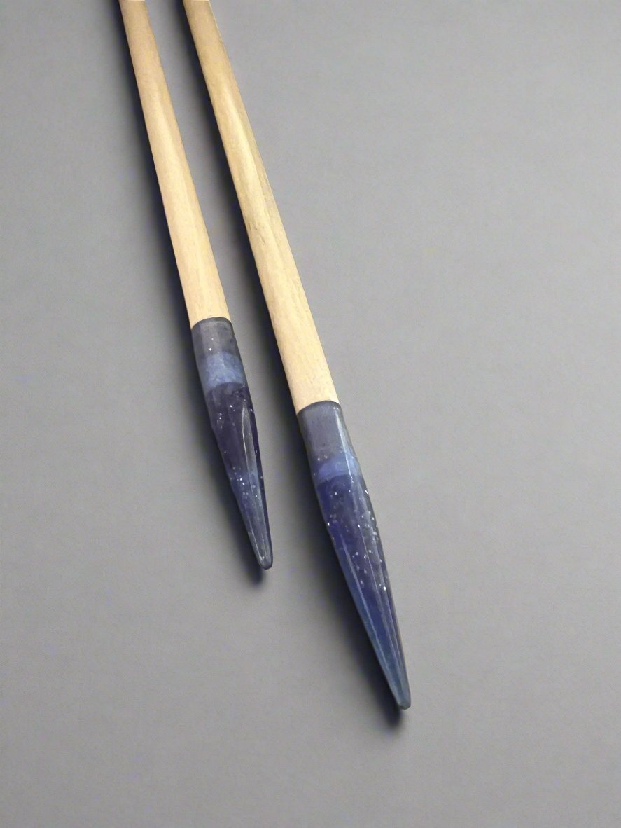 Purple Glitter Resin & Maple Knitting Needles — Choose Your Size
