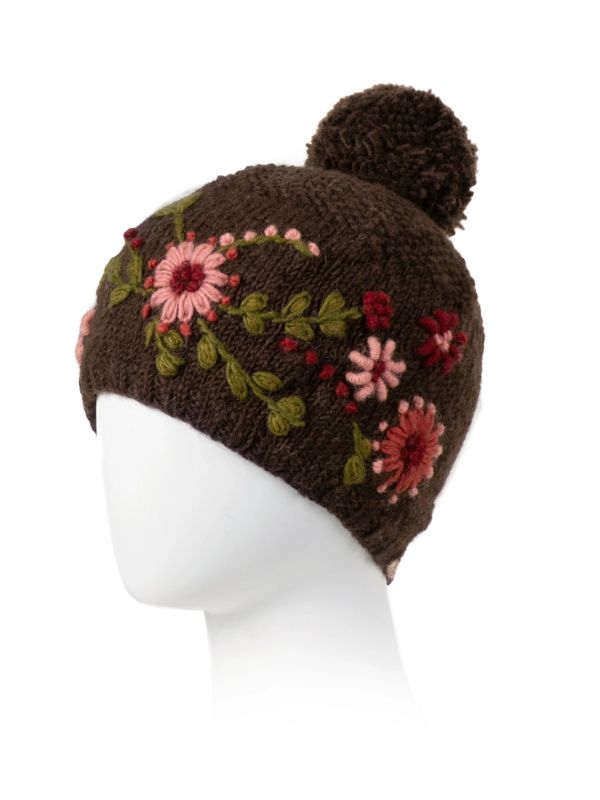 Olivia Wool Knit Embroidered Hat — Select Your Color