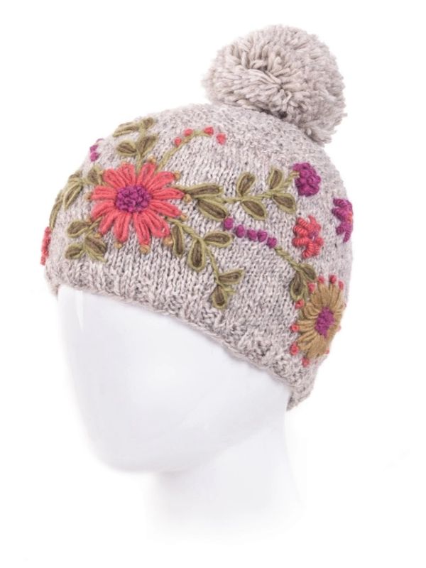 Olivia Wool Knit Embroidered Hat — Select Your Color