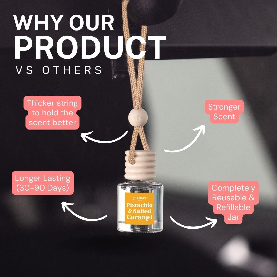 Pistachio & Salted Caramel Scented Hanging Refillable Car Freshener Diffuser