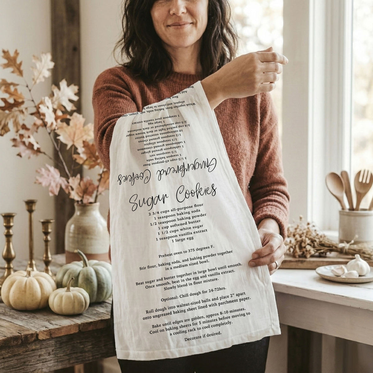Gingerbread & Sugar Cookie Recipe Kitchen Towel