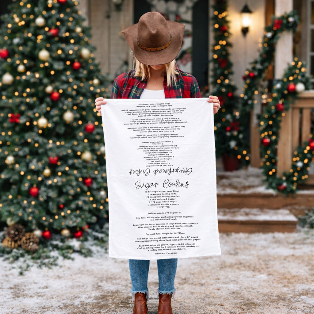 Gingerbread & Sugar Cookie Recipe Kitchen Towel