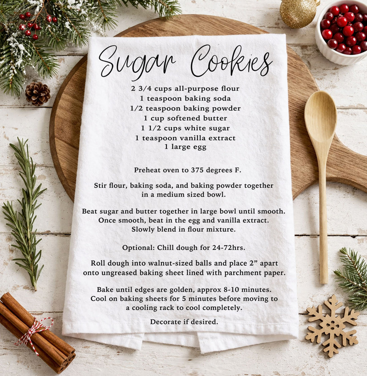 Gingerbread & Sugar Cookie Recipe Kitchen Towel