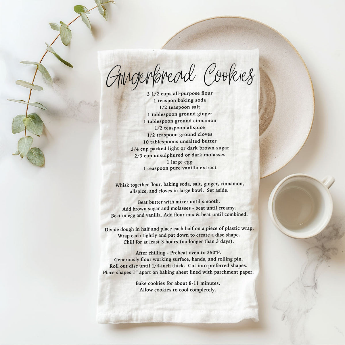 Gingerbread & Sugar Cookie Recipe Kitchen Towel