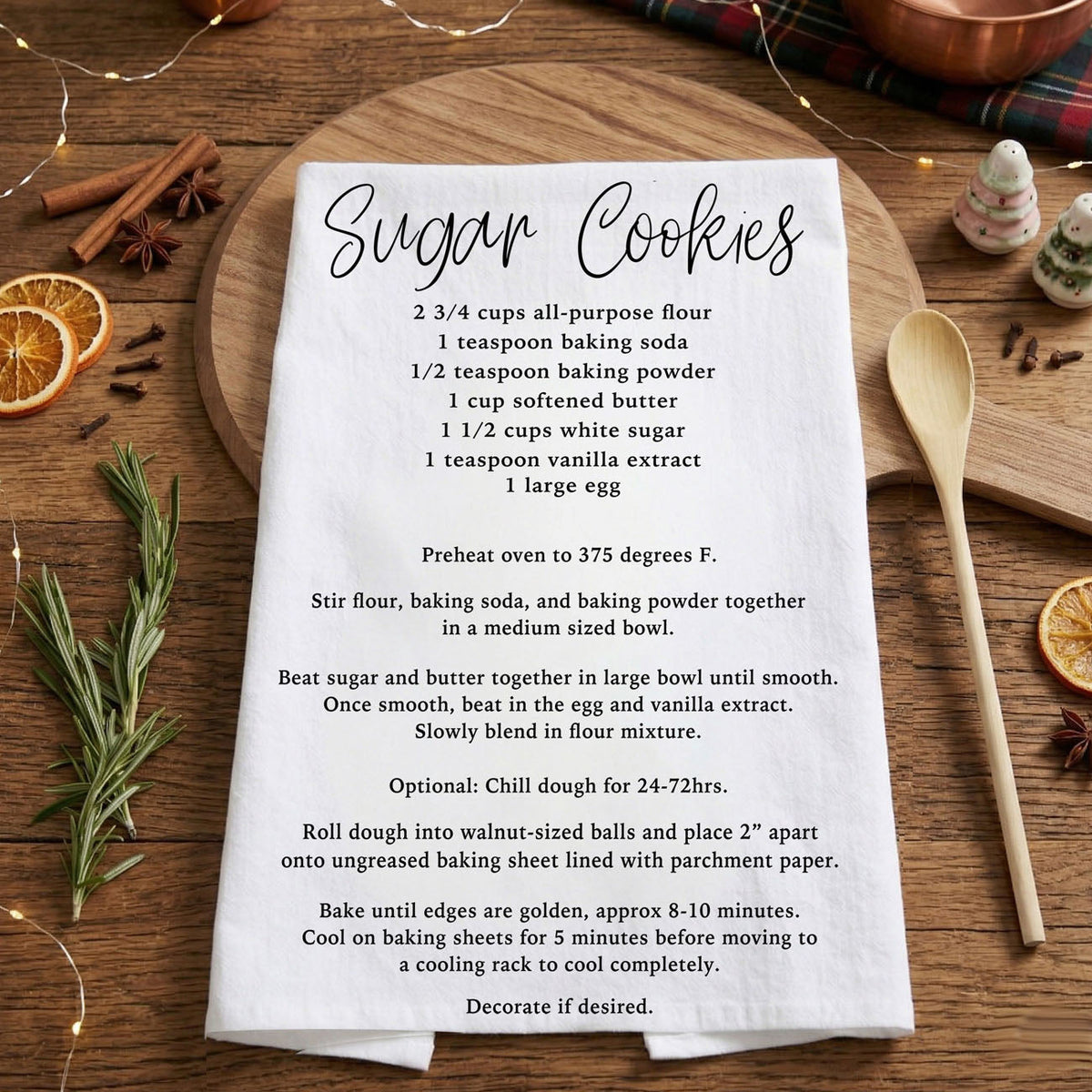 Gingerbread & Sugar Cookie Recipe Kitchen Towel