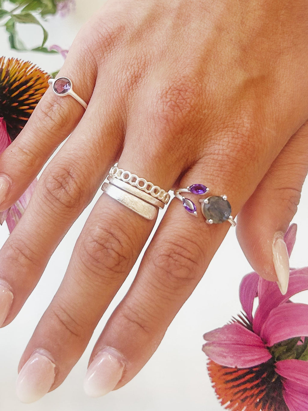 The Bloom Ring - Silver — Select Your Gemstone & Size
