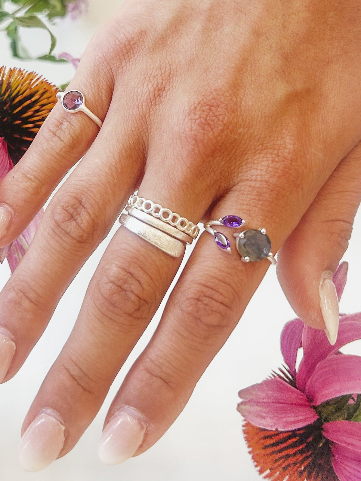 The Bloom Ring - Silver — Select Your Gemstone & Size
