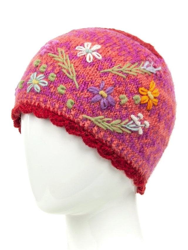 Sadie Wool Knit Embroidered Hat — Select Your Color