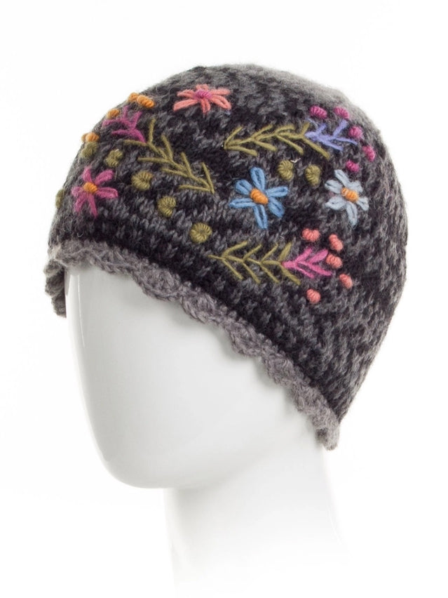 Sadie Wool Knit Embroidered Hat — Select Your Color