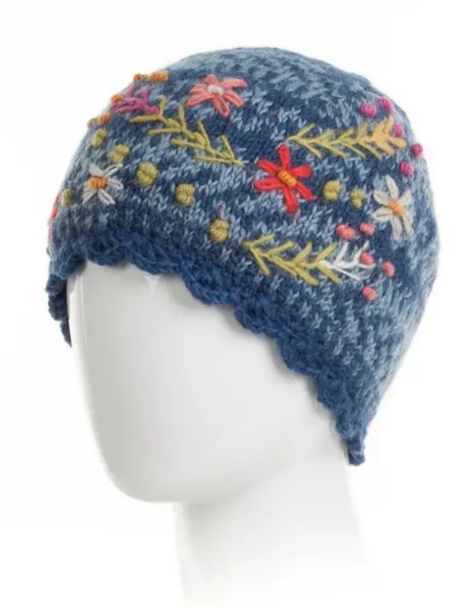 Sadie Wool Knit Embroidered Hat — Select Your Color
