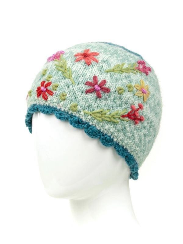 Sadie Wool Knit Embroidered Hat — Select Your Color