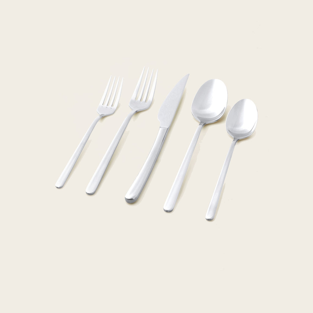 Emilia Mirror Finished 18/10 Stainless Steel 20-Piece Flatware Set — Select Your Finish Color