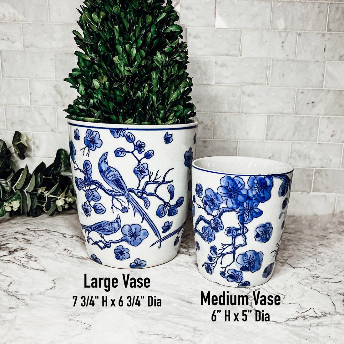 Blue & White Chinoiserie Style Vase — Select Your Size