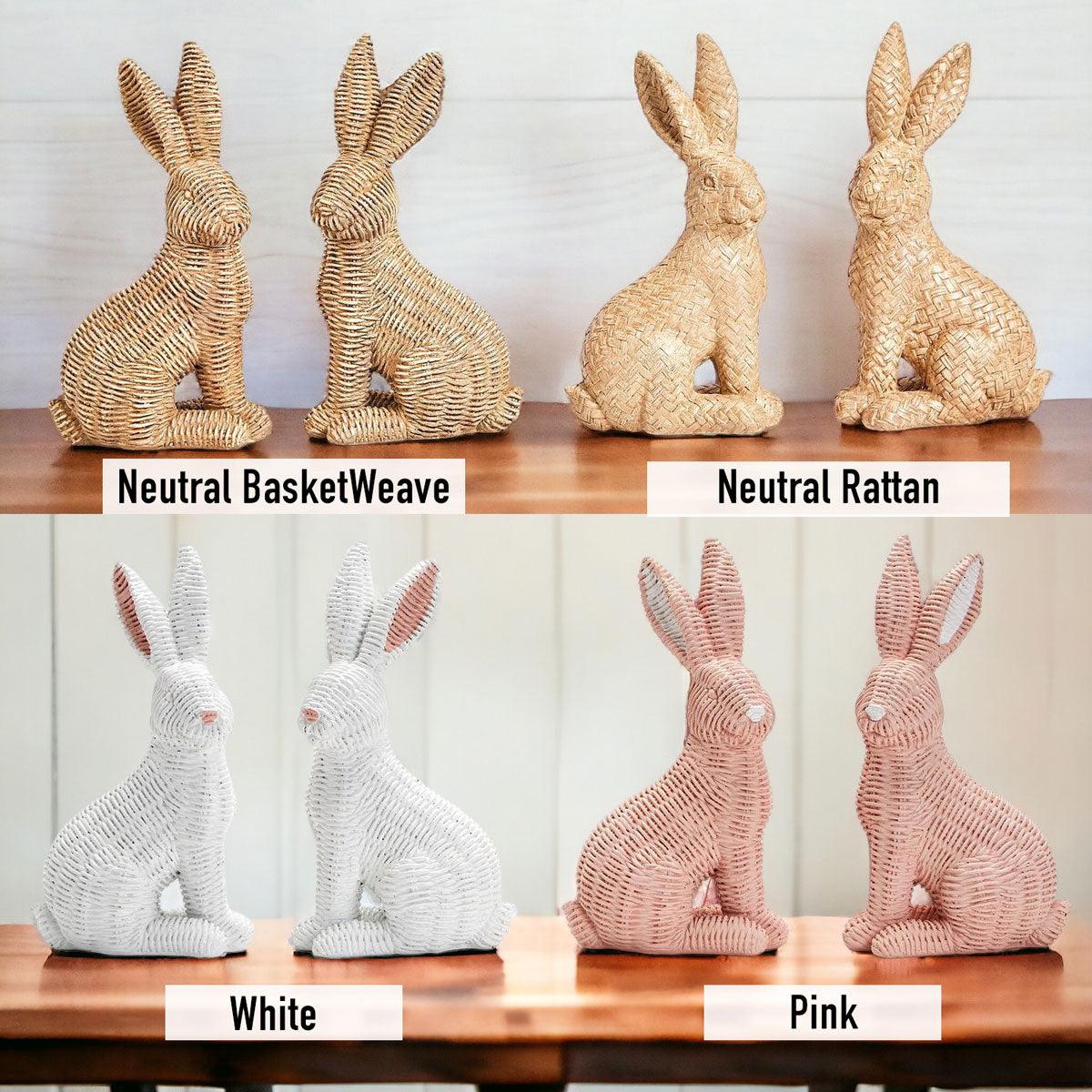 Resin Basket Weave Bunny — Select Your Color