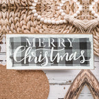 Handmade Wooden Buffalo Check "Merry Christmas" Sign